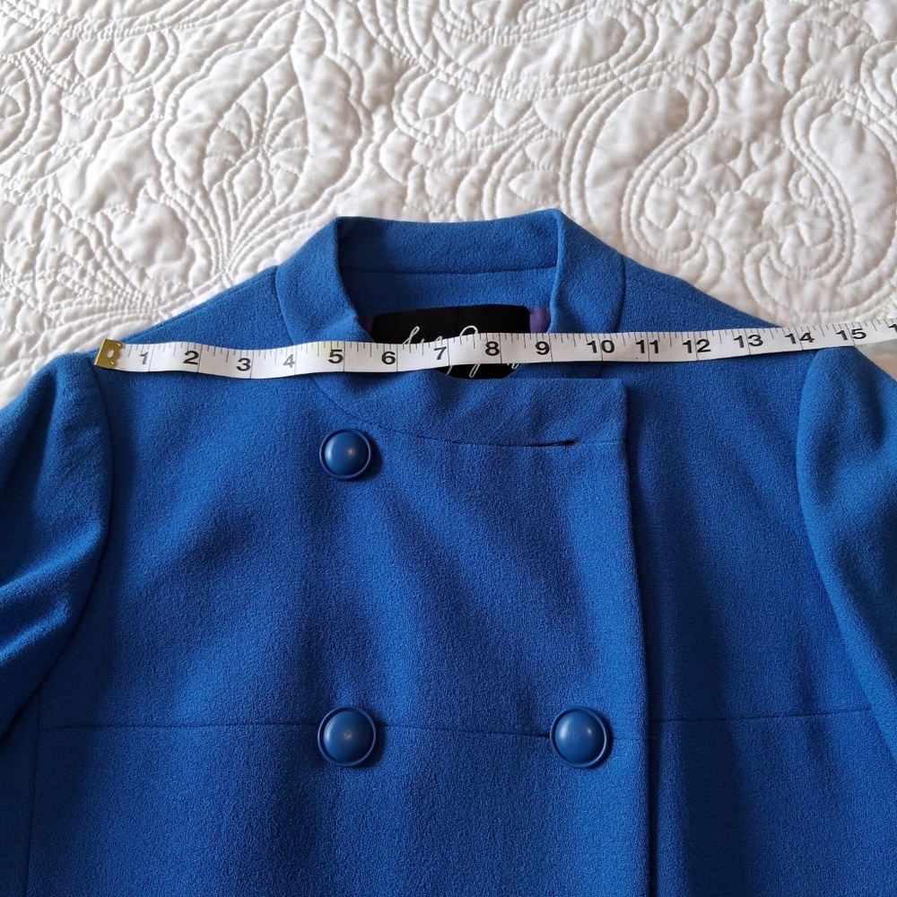 Adele Simpson Cropped Blue Tailored Jacket, Sz 8 - image 5